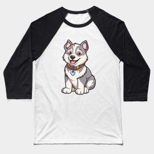 Cartoon Cute Kawaii Husky Baseball T-Shirt